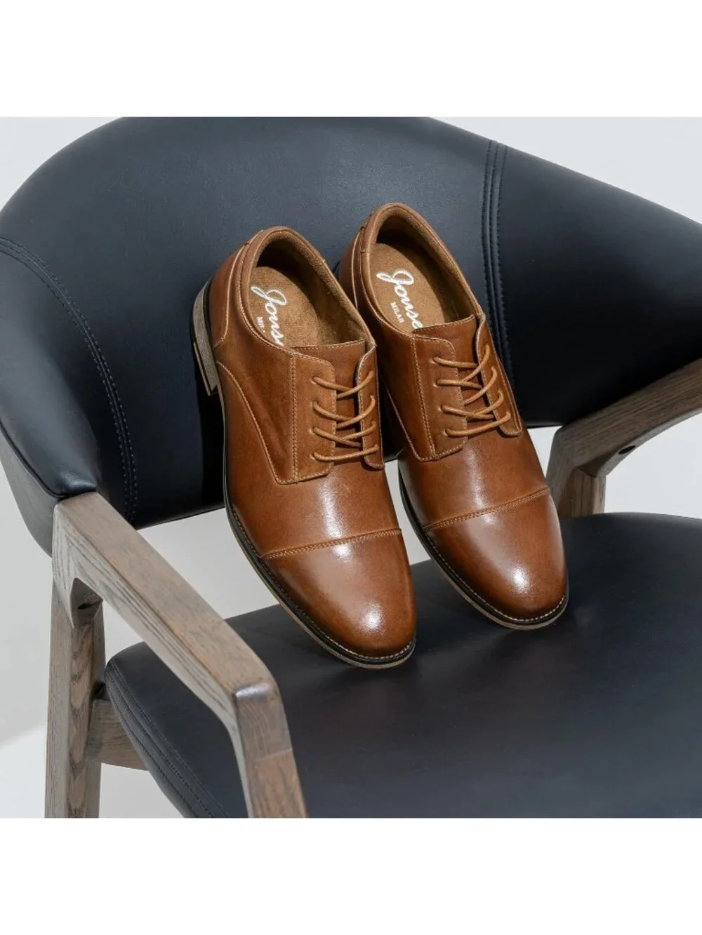 Men's Yellow Brown Leather Retro Plain Formal Dress Oxford Derby Shoes Causal